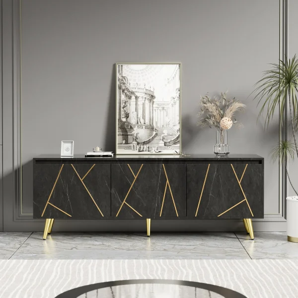 Modern TV Stand for 65"TV, Media Console Table, with Large Storage Cabinet - MadeInUSA