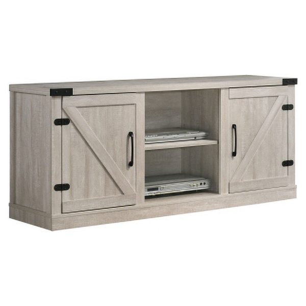 Dusty Gray 58"Wide TV Stand with 2 Open Shelves and 2 Cabinets - MadeInUSA - Image 2