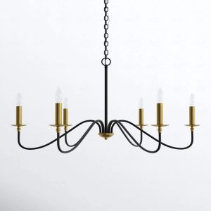 Ableton 6 - Light Candle Style Classic / Traditional Chandelier Birch Lane Finish: Black/Brass, Size: 25" H x 48" W x 48" D - MadeInUSA