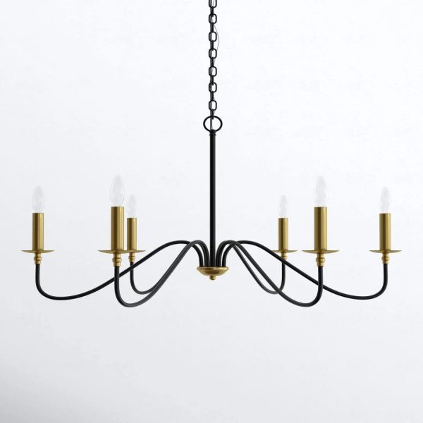 Ableton 6 - Light Candle Style Classic / Traditional Chandelier Birch Lane Finish: Black/Brass, Size: 25" H x 48" W x 48" D - MadeInUSA