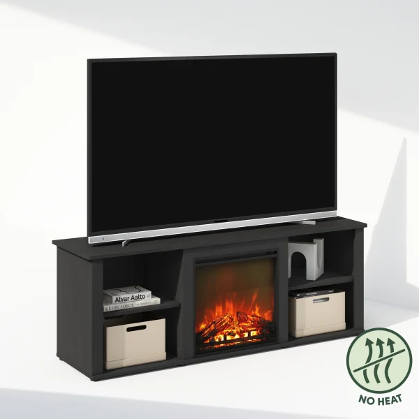 Furinno Jensen No Heat Decorative Electric Fireplace TV Stand, Entertainment Center for TV up to 60 Inch, Americano - MadeInUSA - Image 4