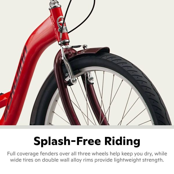 Schwinn Meridian Deluxe Adult Tricycle Bike, Three Wheel Cruiser, 26-inch Wheels, Low Step-Through Aluminum Frame, Adjustable Handlebars, Large - MadeInUSA - Image 7