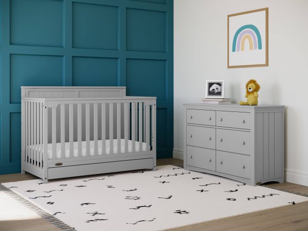Graco Hadley 4-in-1 Convertible Crib with Drawer - Pebble Gray - MadeInUSA - Image 9