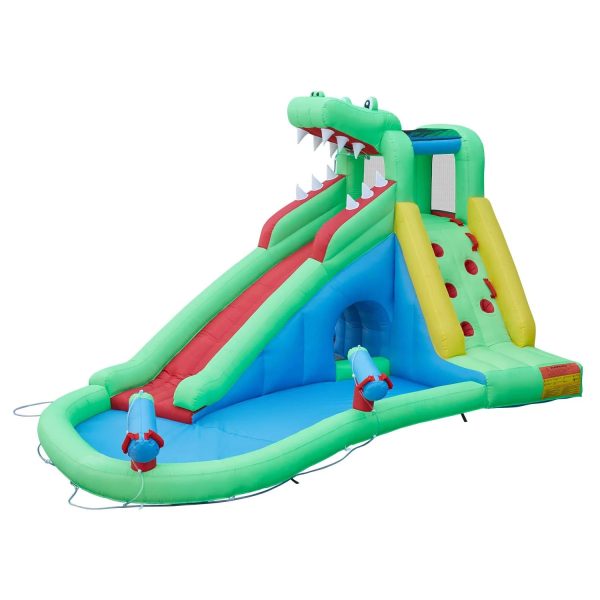 Inflatable Water Slides for Kids - Kinsuite Inflatable Bounce House Water Slide w/Jumping Area Climbing Wall Water Cannon Splash Pool Tunnel Indoor - MadeInUSA