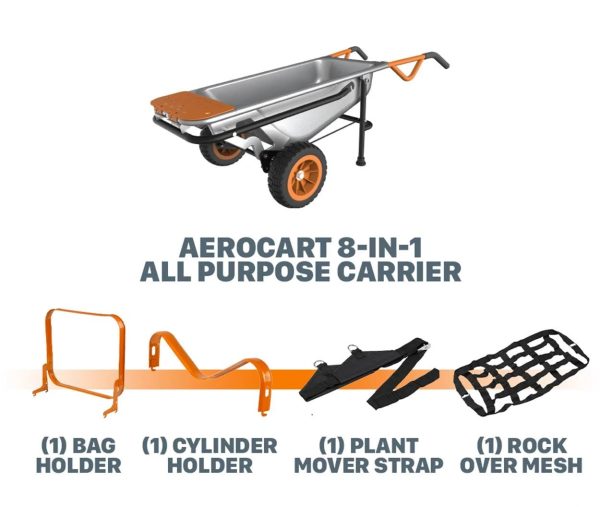 Worx Wg050 Aerocart 8-In-1 Yard Cart / Wheelbarrow / Dolly - MadeInUSA - Image 8