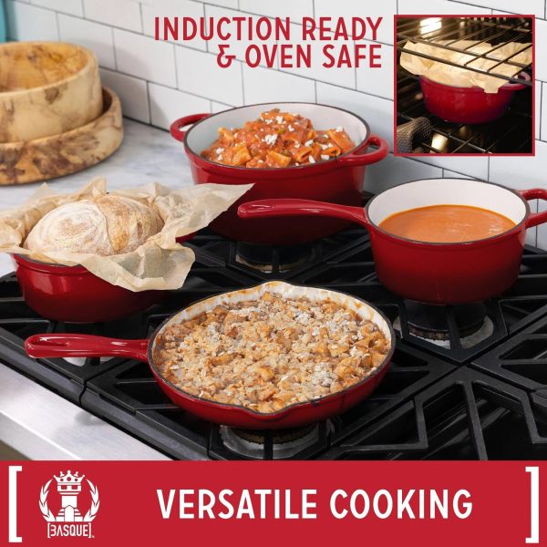 Basque Enameled Cast Iron Nonstick Cookware 7 Piece Set Biscay Blue - MadeInUSA - Image 5
