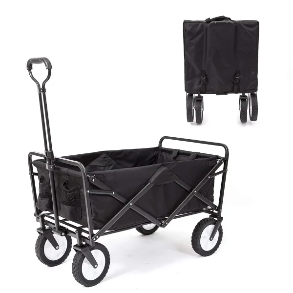 APOLLOLIFT 220lb Folding Wagon Utility Garden Cart for Outdoor Camping Black - MadeInUSA