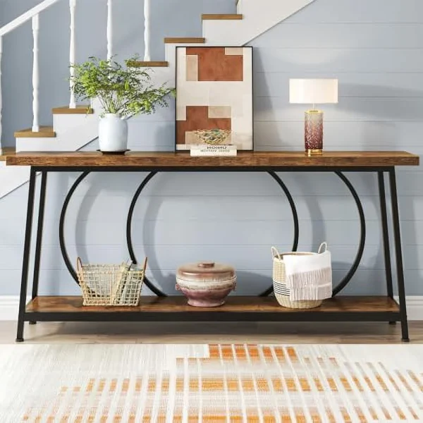 SQHJV 70.9 Inch Console Table with  Extra Long Narrow Console Table Grey Couch Table Behind Sofa Entryway Table Home  TV Stand Hallway Table for Entryway Living Room - MadeInUSA - Image 4