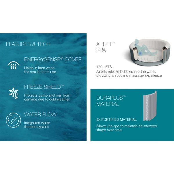 Bestway SaluSpa Cancun Airjet Inflatable Hot Tub with EnergySense Cover, Grey - MadeInUSA - Image 6
