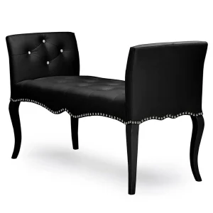 Bowery Hill Modern Faux Leather Tufted Bench in Black and Wenge - MadeInUSA