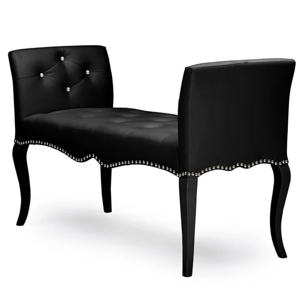 Bowery Hill Modern Faux Leather Tufted Bench in Black and Wenge - MadeInUSA