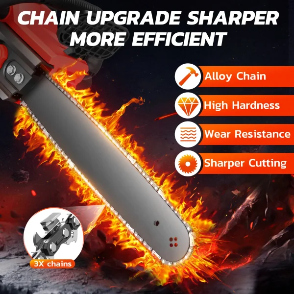RELOIVE 16-inch 42V Battery-Powered Brushless Cordless Chainsaw Kit with 2x2000mAh Batteries, 3 Chains & Dual Chargers - MadeInUSA - Image 6