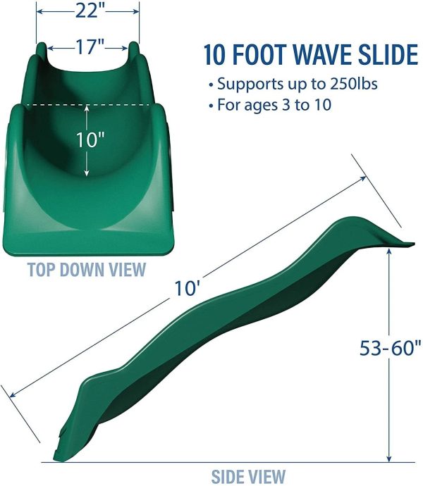 Backyard Discovery 10 Foot Wave Slide, Easy One Piece Installation, Green - MadeInUSA - Image 4
