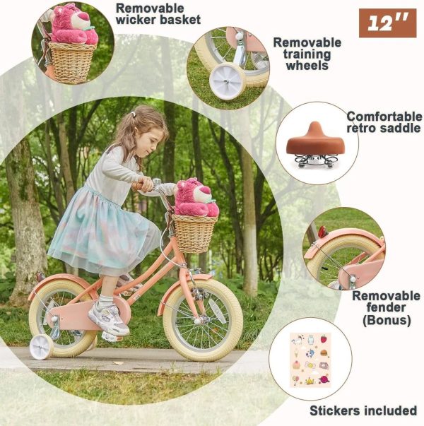 Glerc Little Molly 12 inch Kids Girls Bike for1 2-5 Years Old Child and Toddler, Peach, Size: 12 inch with Training Wheels, Orange - MadeInUSA - Image 9