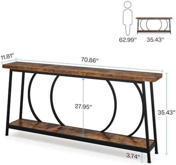 SQHJV 70.9 Inch Console Table with  Extra Long Narrow Console Table Grey Couch Table Behind Sofa Entryway Table Home  TV Stand Hallway Table for Entryway Living Room - MadeInUSA - Image 2