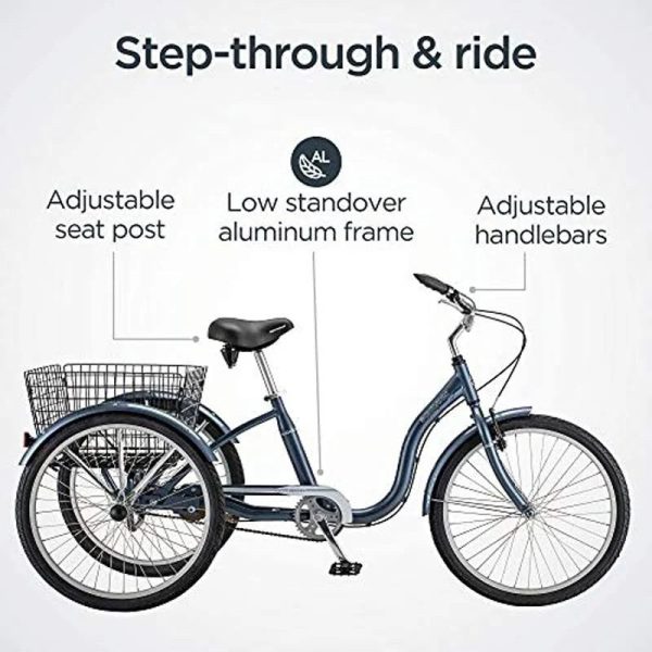 Schwinn Meridian Adult Tricycle, Blue, 24" - MadeInUSA - Image 2