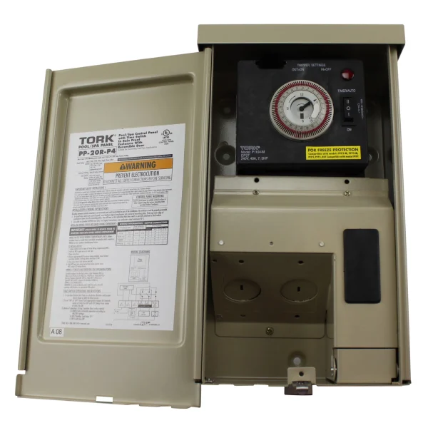 Tork NSI PP-20R-P4 Pool Spa or Lighting Control Panel With One Time Switch Installed, 40-Amp, 102/240-Vac - MadeInUSA