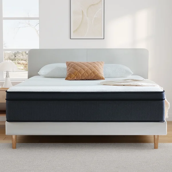 Queen Mattress, Madinog 12 inch Hybrid Mattress Medium Plush Innerspring Mattress in a Box,60X80X12 - MadeInUSA