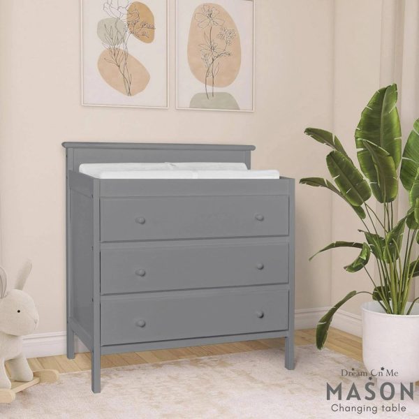 Dream on Me Mason Modern Changing Table with Free Changing Pad in Steel Grey - MadeInUSA - Image 4