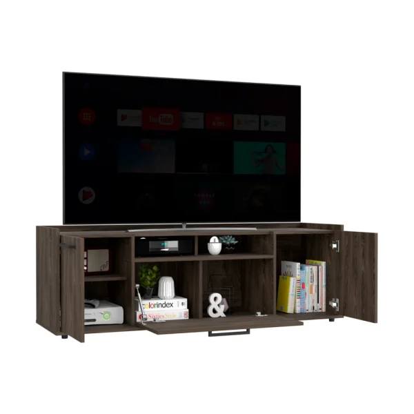 Tv Stand for TV´s up 55"Dext, One Cabinet, Double Door, Dark Walnut Finish - MadeInUSA - Image 2
