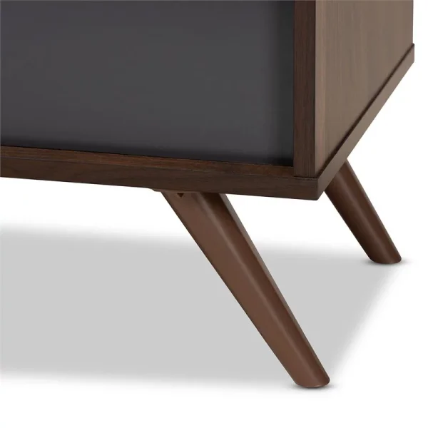 Bowery Hill Wood 60"TV Stand Console Entertainment Center in Gray and Walnut - MadeInUSA - Image 6