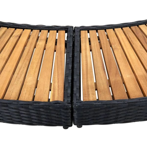 vidaXL Spa Surround Black Poly Rattan and Acacia Wood - MadeInUSA - Image 4
