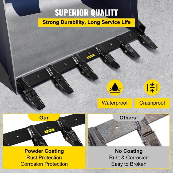 VEVOR Bucket Tooth Bar 60'' Inside Bucket Width Tractor Bucket Teeth 9.84'' Teeth Space Tooth Bar for Loader Bucket 23TF Bolt on Tooth Bucket - MadeInUSA - Image 11