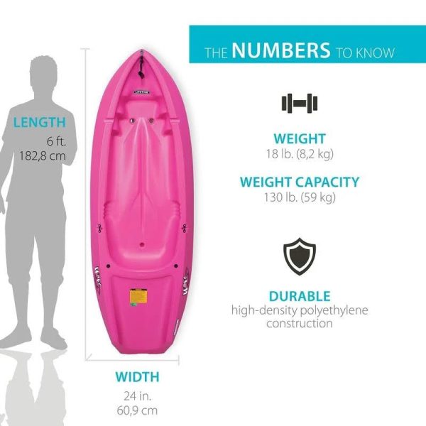 Lifetime Youth Wave Kayak, Pink, 6' - MadeInUSA - Image 7