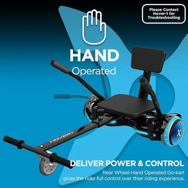Hover-1 Turbo Hoverboard and Kart Combo, Infinity LED Wheels, Black - MadeInUSA - Image 2