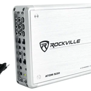 Rockville ATOM S20 Marine Bluetooth Amplifier 1600w 4 Channel/Volt Meter+PA Mic - MadeInUSA