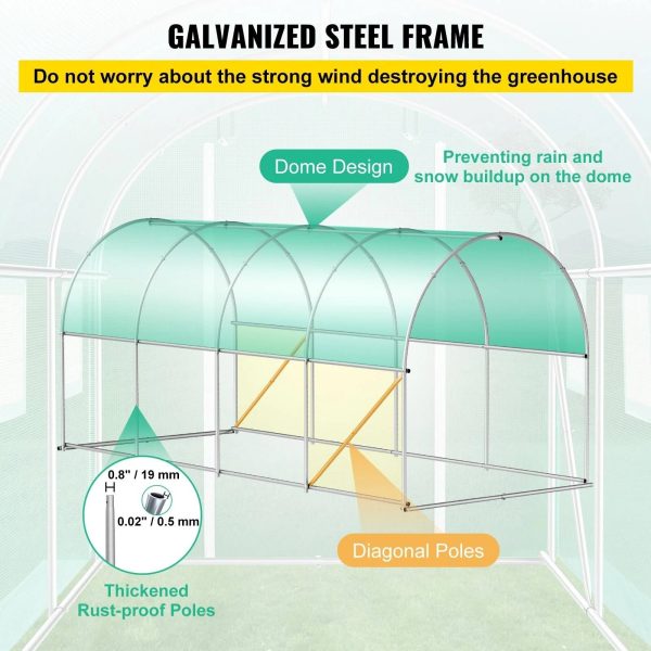 VEVOR Walk-In Greenhouse 10-20' Hot Planter House Gardening Galvanized Frame - 20'x10'x7' - MadeInUSA - Image 2
