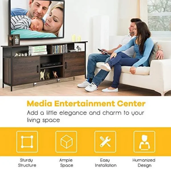 NLTBONNIE TV Stand for TVs up to 65u201D  58u201D TV Console Table w/ 2 Cabinets &amp; Adjustable   Media Entertainment Center w/Cable Manage Holes  TV  Cabinet for Living Room (Rustic - MadeInUSA - Image 6
