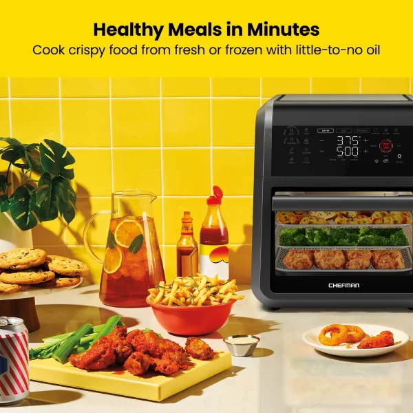Chefman ExacTemp 12 Quart 5-in-1 Air Fryer with Integrated Smart Thermometer, 28 Presets - Black, New - MadeInUSA - Image 4