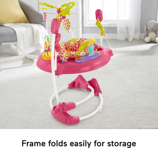 Fisher-Price Baby Bouncer Pink Petals Jumperoo Activity Center with Music and Lights, Unisex - MadeInUSA - Image 5