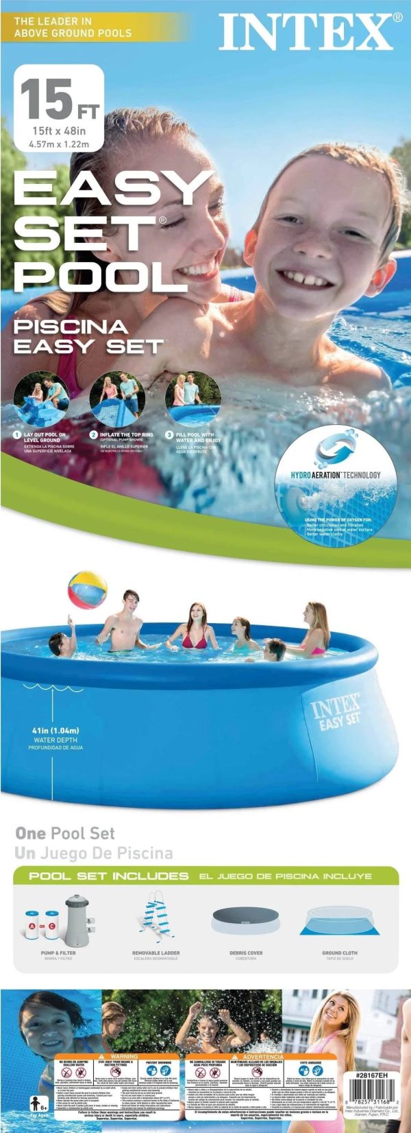 15 ft. x 48 in. Easy Swimming Pool Kit with 1000 GPH GFCI Filter Pump - MadeInUSA - Image 6