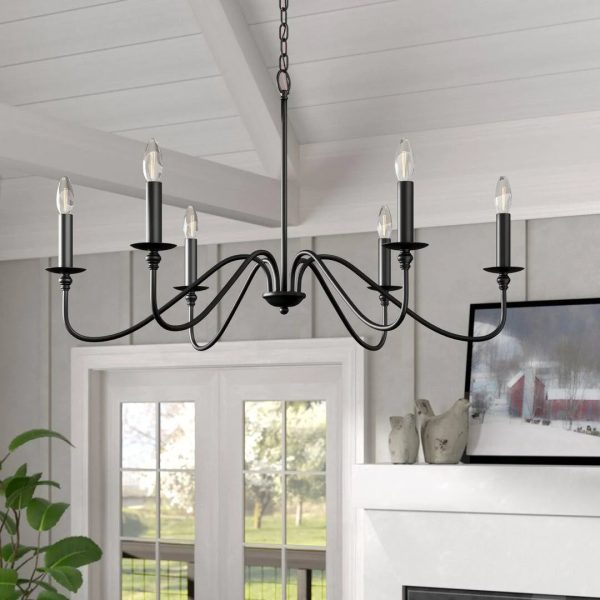 Ableton 6 - Light Candle Style Classic / Traditional Chandelier Birch Lane Finish: Matte Black, Size: 19" H x 36" W x 36" D - MadeInUSA - Image 8