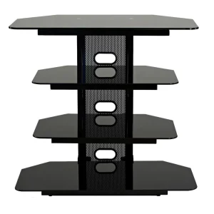 TransDeco Corner TV Audio Video Stand 35 Black - MadeInUSA