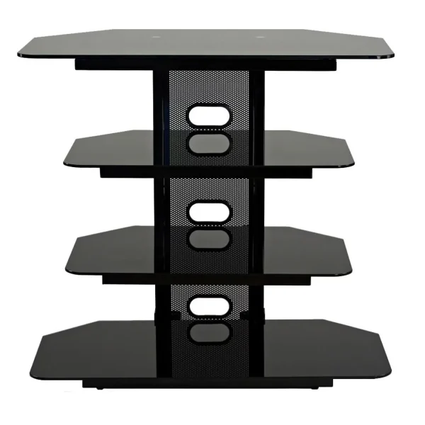TransDeco Corner TV Audio Video Stand 35 Black - MadeInUSA