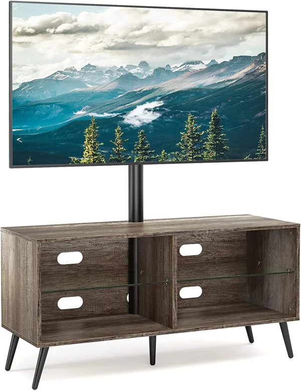 ZWNLKQG Swivel Wood TV Stand with Mount for 32-70 Inch  Screen TVs  Entertainment Center with 4-  Cabinet for Media Console  Universal Floor TV Stand Cabinet for Home  Rustic Oak - MadeInUSA