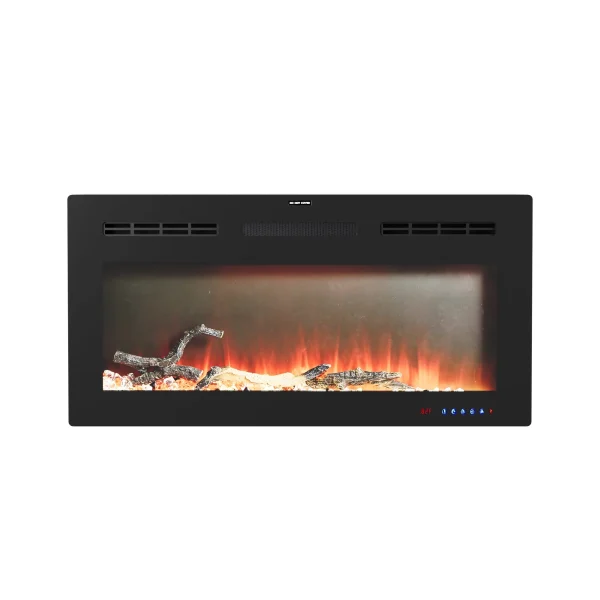 VECELO 39.4 inch Electric Fireplace, Recessed Wall Mounted Electric Fireplace Inserts, Ultra Thin Adjustable Flame Colors & Speed Fireplace, Fireplace with Touch Screen and Remote Control, Black - MadeInUSA - Image 2