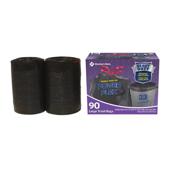 Members Mark 33Gallon PowerGuard Drawstring Trash Bags 90 ct. - MadeInUSA - Image 7