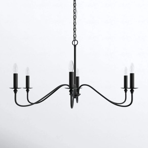 Ableton 6 - Light Candle Style Classic / Traditional Chandelier Birch Lane Finish: Matte Black, Size: 19" H x 36" W x 36" D - MadeInUSA - Image 6