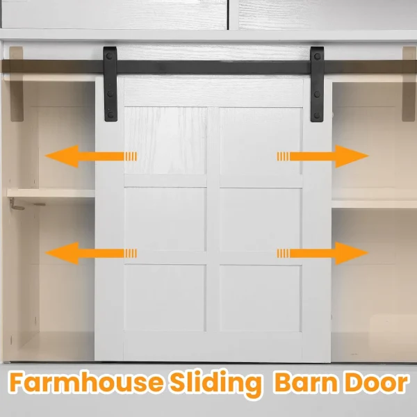 U-SHARE TV Stand for 65 inch TV, White Entertainment Center, Farmhouse TV Stands with Sliding Barn Door, Tall TV Console and Ideal Media Storage with Flip Drawers for Living Room - MadeInUSA - Image 5