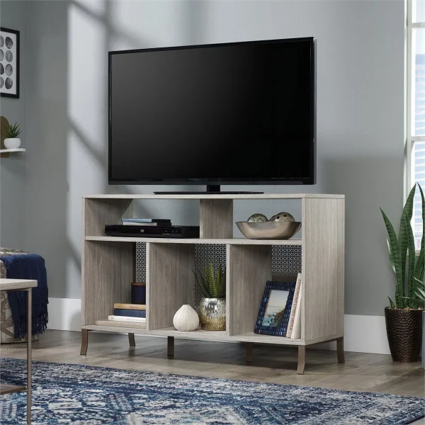 Pemberly Row Modern Engineered Wood TV Stand for TVs up to 50"in Champagne Oak - MadeInUSA - Image 2