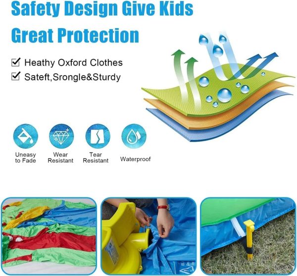 Inflatable Water Slides for Kids - Kinsuite Inflatable Bounce House Water Slide w/Jumping Area Climbing Wall Water Cannon Splash Pool Tunnel Indoor - MadeInUSA - Image 6