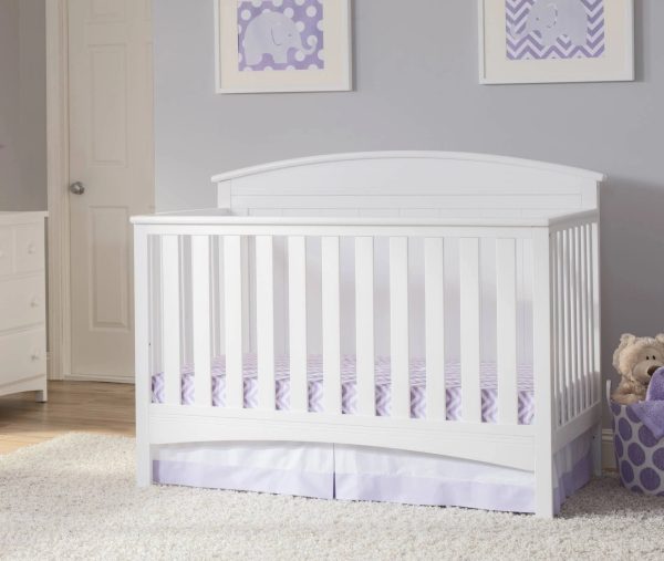 Delta Children Archer Solid Panel 4-in-1 Convertible Baby Crib, Bianca White - MadeInUSA