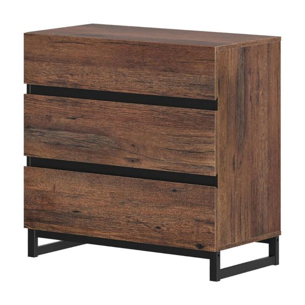 Modern TV Stand for TVs up to 42 inch, Entertainment Center TV Console with 3 Drawers & Metal Base, Media Console for Living Room, Bedroom, Brown - MadeInUSA - Image 3