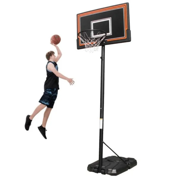 NiamVelo  Basketball Hoop Basketball Goal, 7-10FT Height Adjustable Basketball Backboard with Stand & Wheels  for Kids Adult Youth Black - MadeInUSA - Image 4