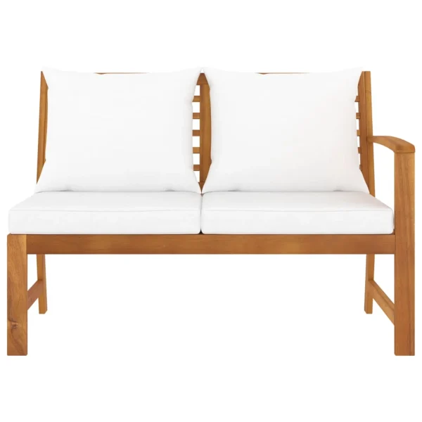 Anself Outdoor Bench with Cushion and Left Armrest Patio Porch Chair Acacia Wood for Backyard, Balcony, Park, Lawn, School Playground, College 45.1 x 23.8 x 31.9 Inches (W x D x H) - MadeInUSA - Image 2