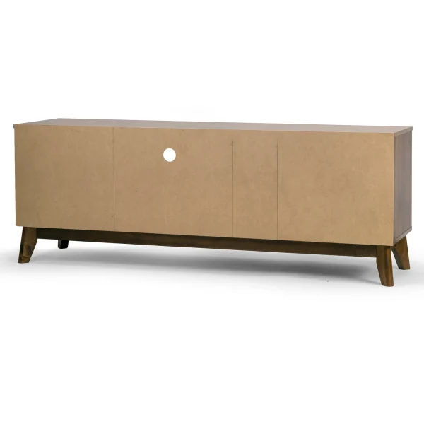 Glamour Home Anshu 56"Wood TV Stand with 2 Cabinets and Open Shelves in Walnut - MadeInUSA - Image 2